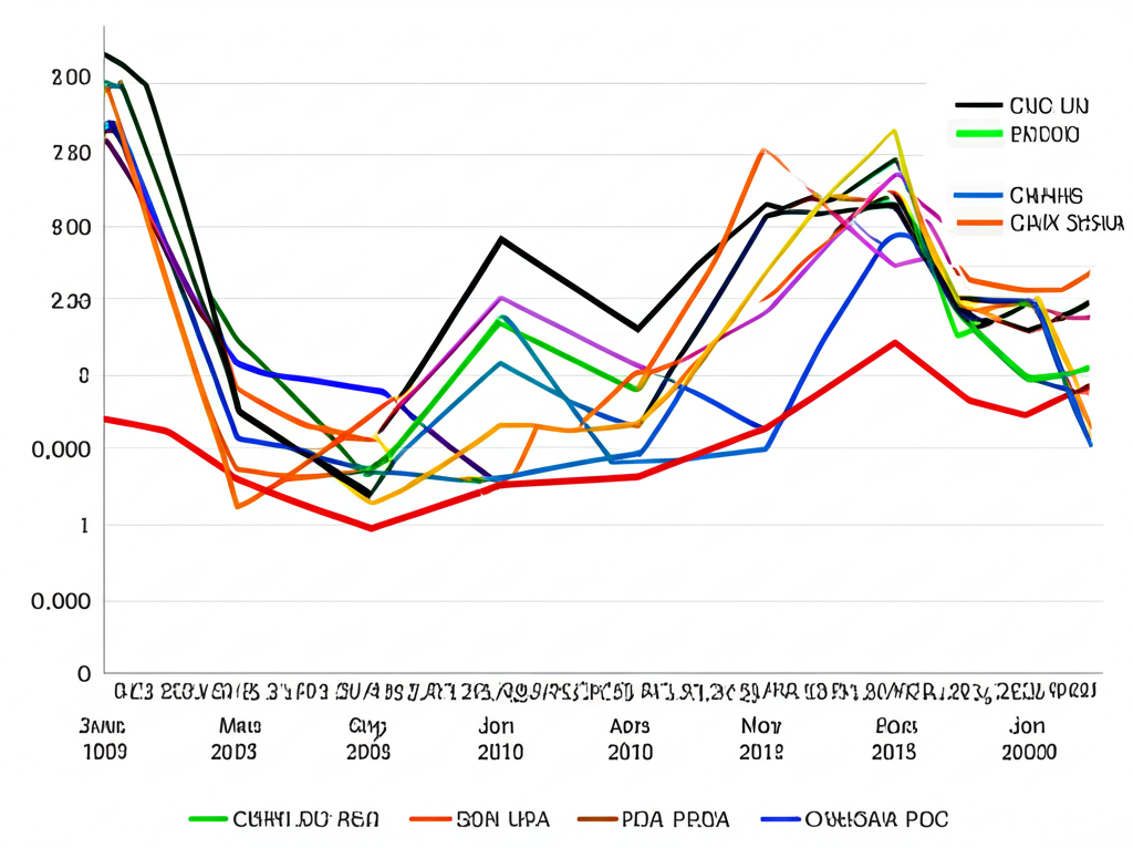 Zamana bağlı olarak döviz kurlarındaki dalgalanmayı gösteren bir grafik.
