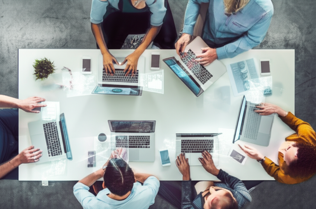 Team working on AI projects