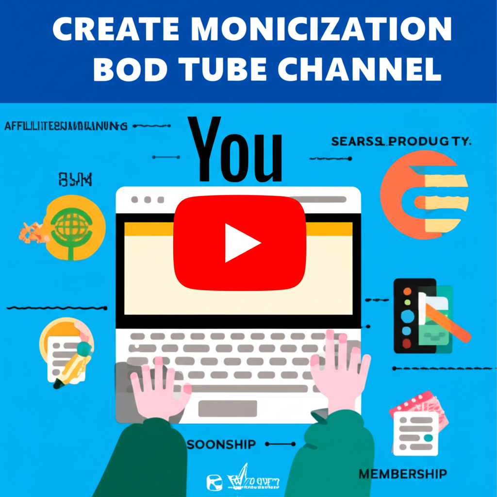 Blog ve YouTube kanalından para kazanmanın farklı yollarını gösteren renkli bir infografik