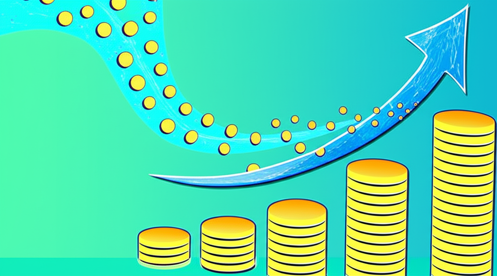 Coins flowing into a growing graph