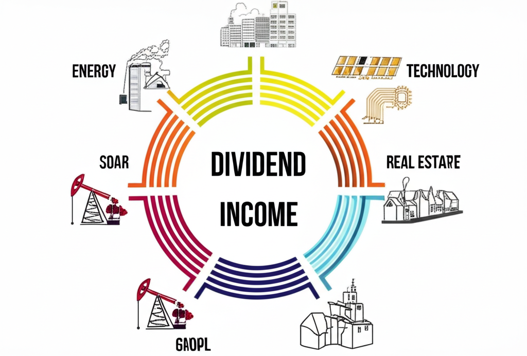 Infographic showcasing dividend income from various sectors