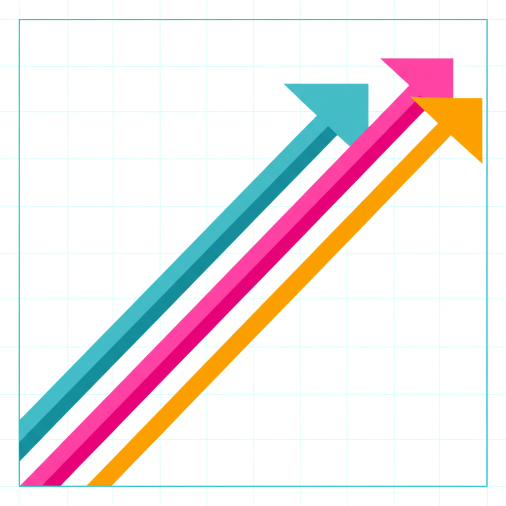 Yükselen eğriler gösteren stilize bir grafik, büyümeyi ve yatırım başarısını temsil ediyor.