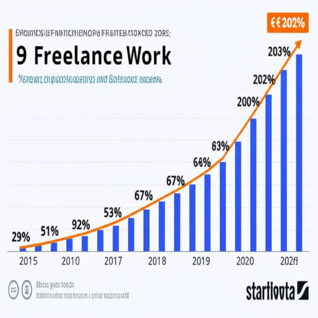 Freelance çalışma büyümesinin grafiksel gösterimi.