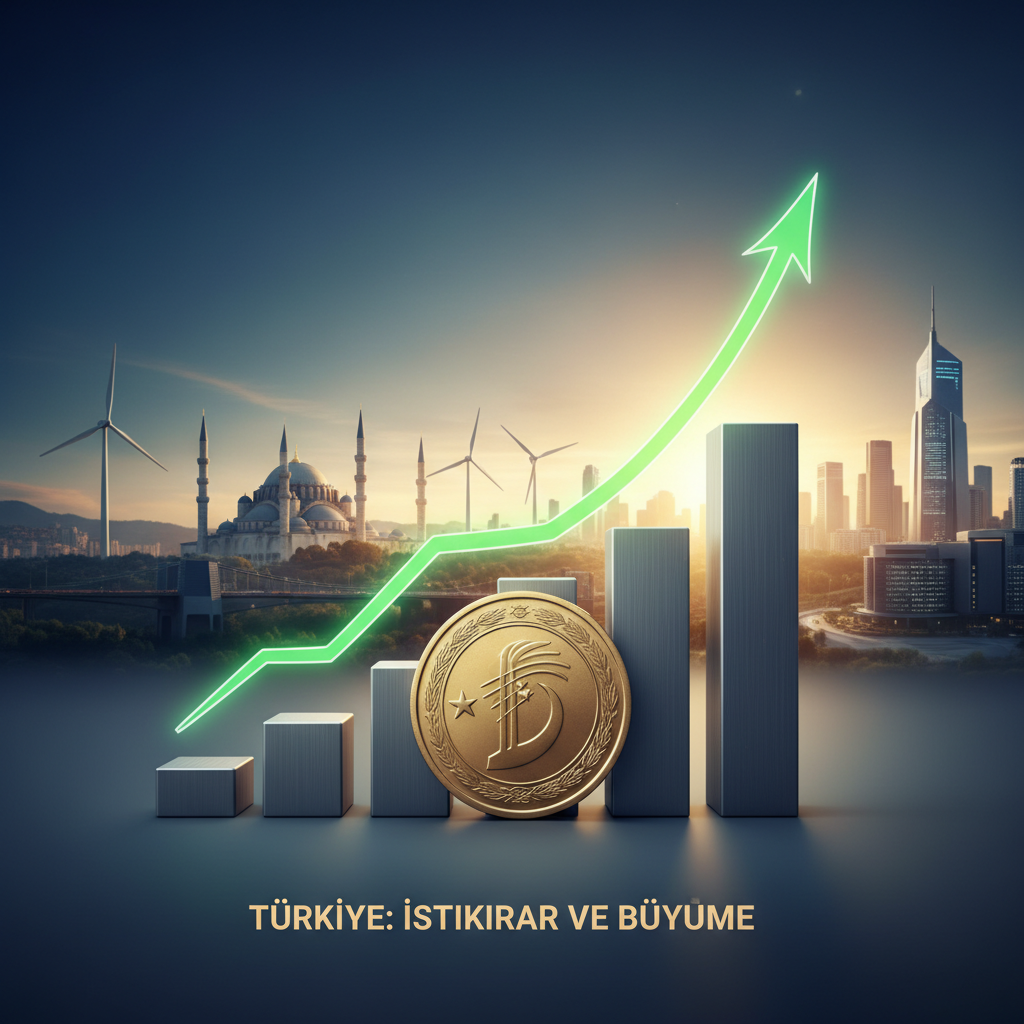 Türkiye ekonomisinde finansal istikrarı ve büyümeyi sembolize eden bir görsel.
