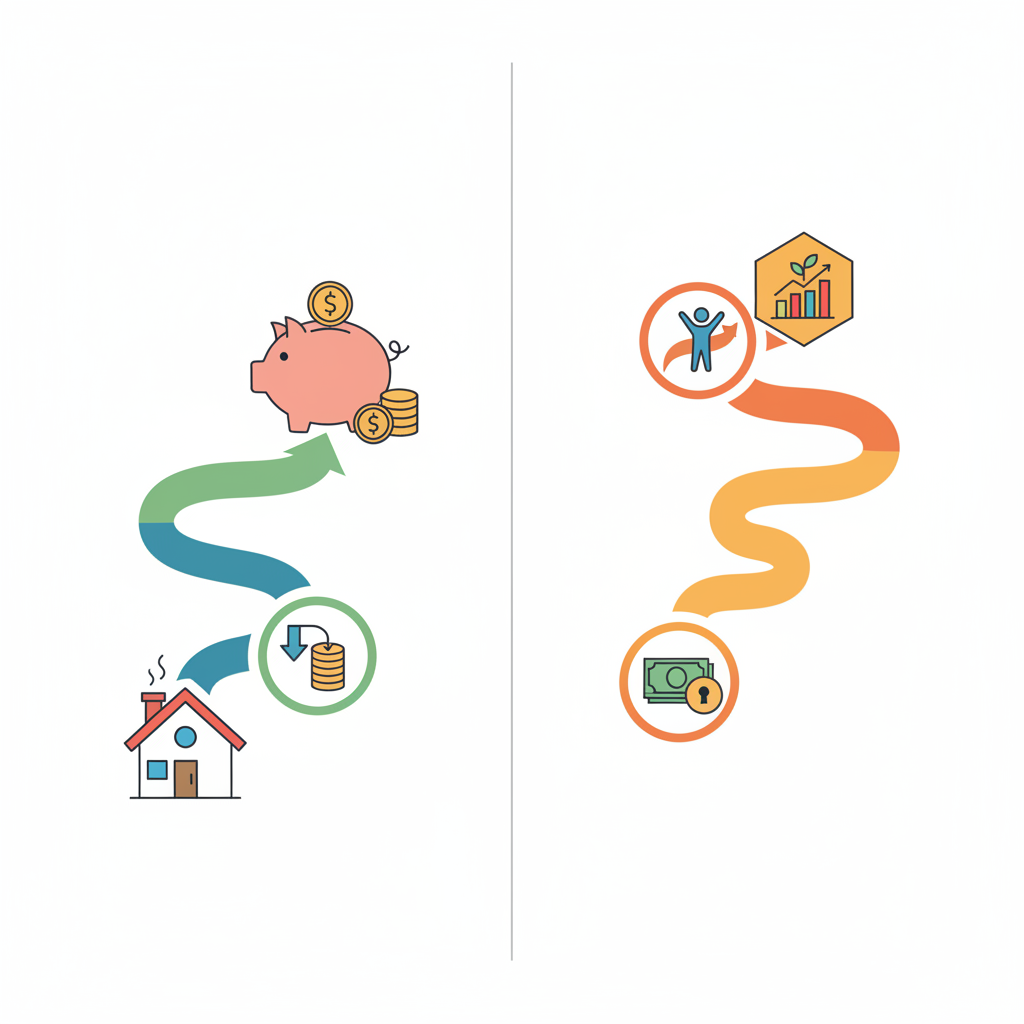 Ev sahipliği ve kiracılık arasındaki yolları karşılaştıran bir infografik.