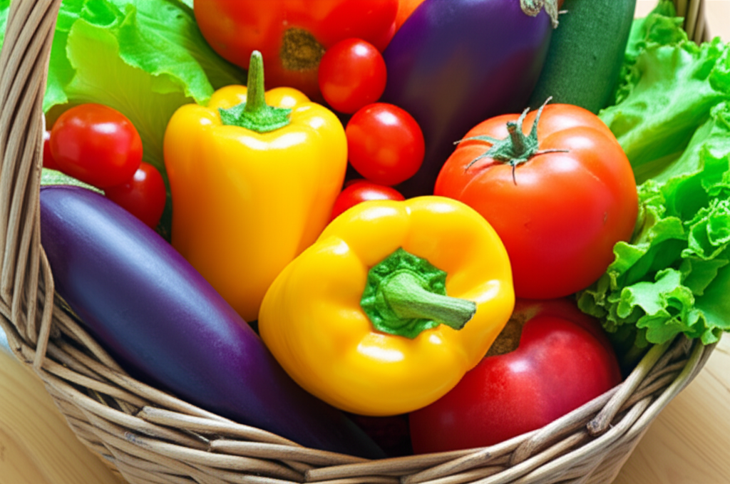 Sebze ve meyvelerin yakın çekimi.