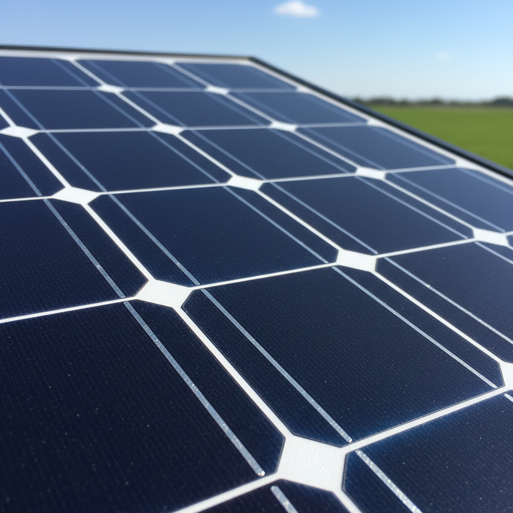 Güneş paneli hücrelerinin içinde ince gümüş iletken macun dokusunu gösteren modern bir güneş paneli.