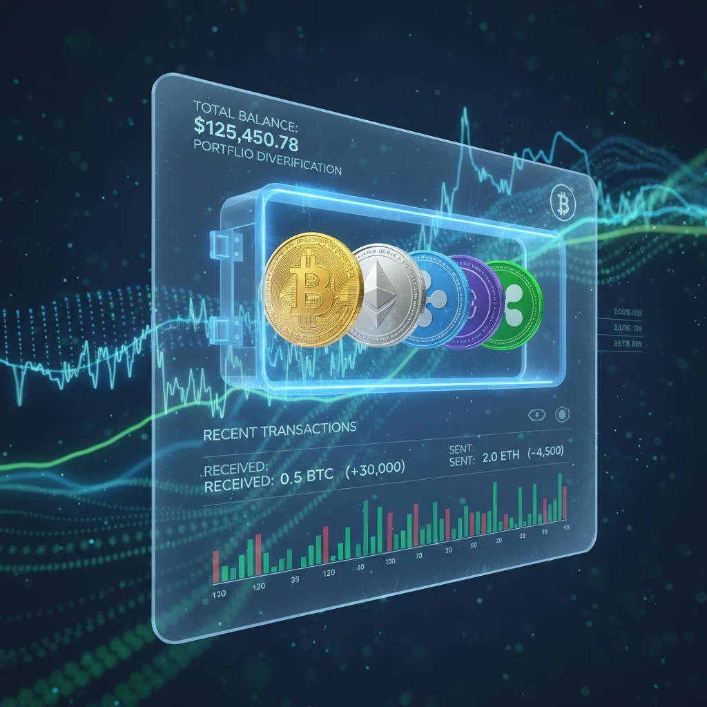 Dijital cüzdanda yönetilen kripto varlıklarını gösteren grafiksel temsil.