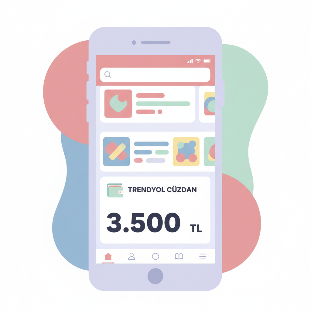 Trendyol uygulaması arayüzü, cüzdan bölümü ekran görüntüsü