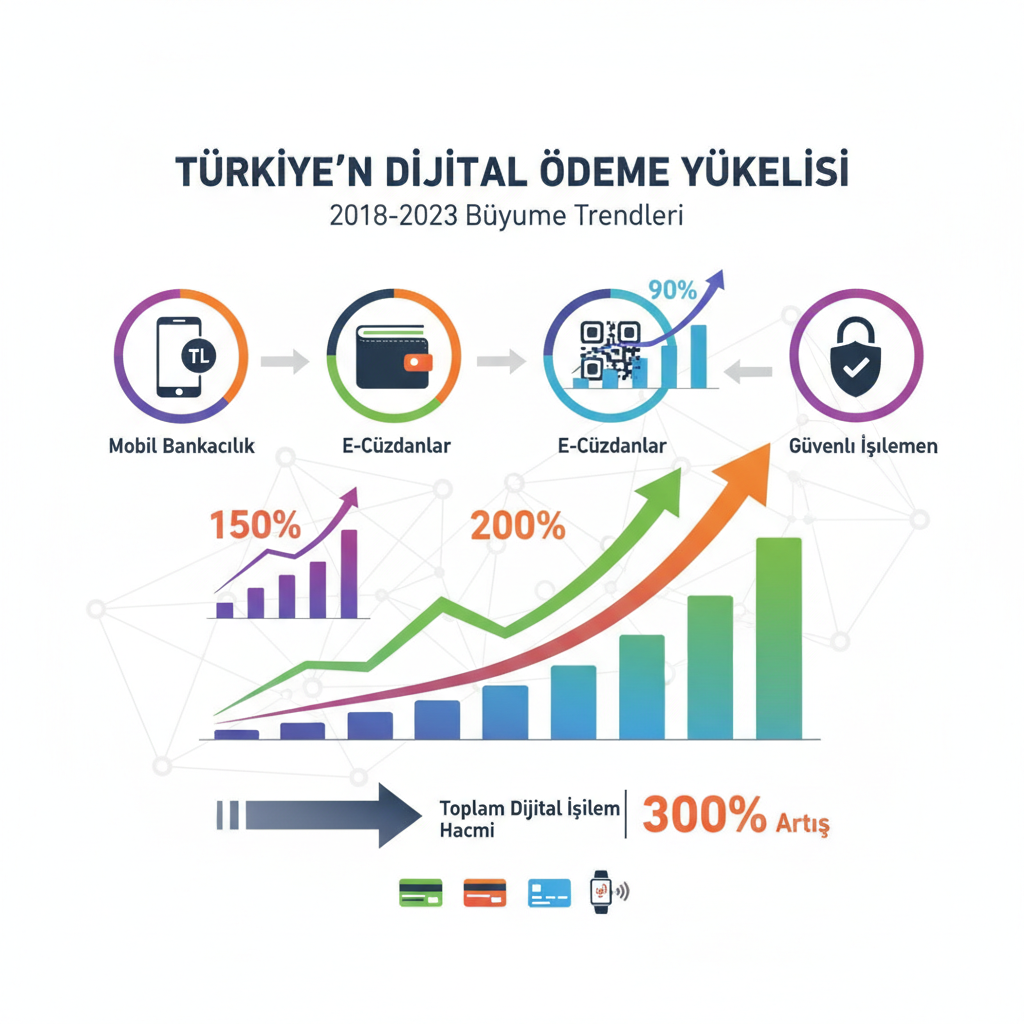 Türkiye'de dijital ödeme sistemlerinin büyümesini gösteren infografik