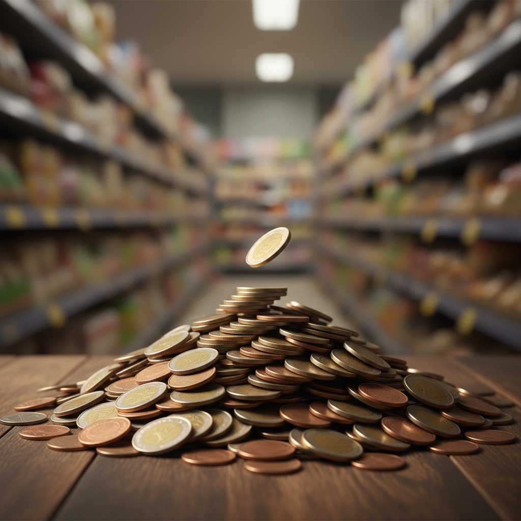 Enflasyon ve artan maliyetleri temsil eden yığılan paralar.
