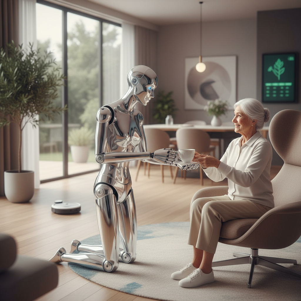 Fiziksel yapay zeka robotu yaşlı birine yardım ediyor