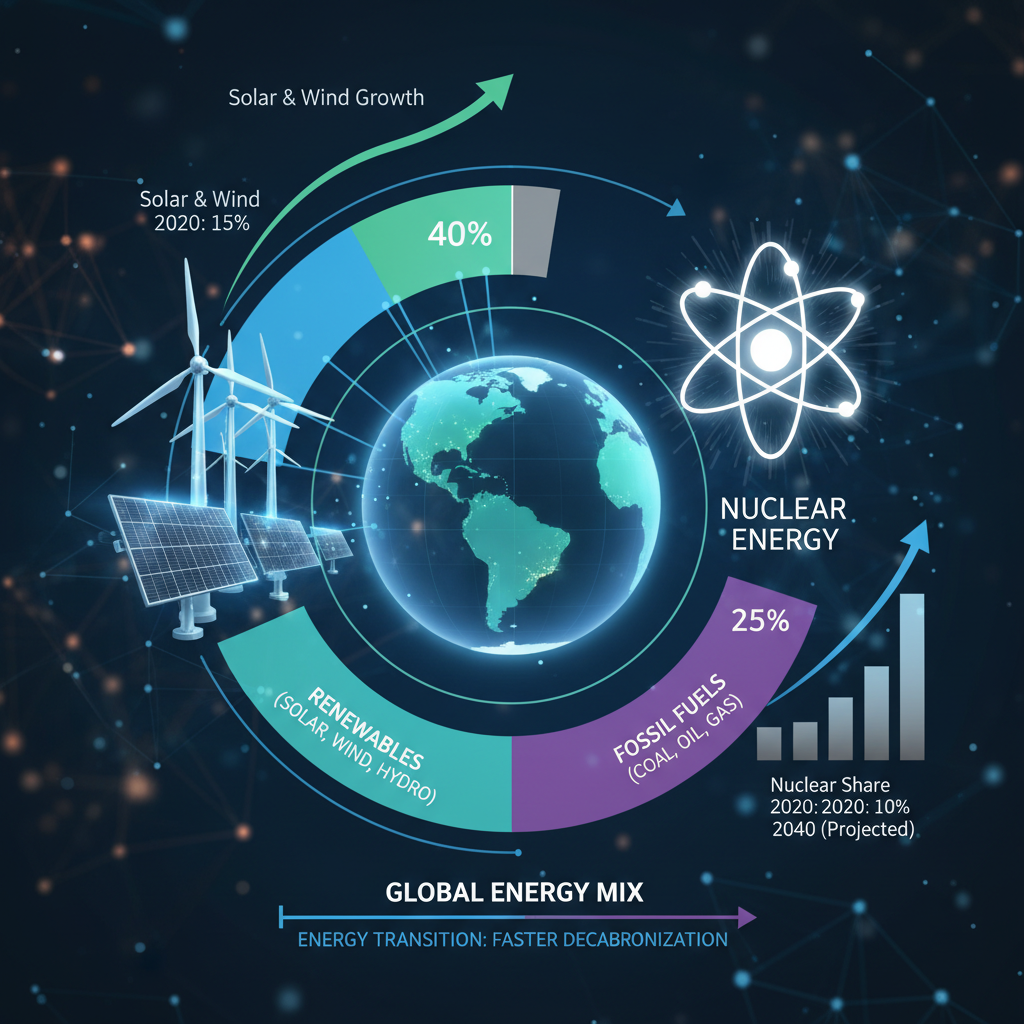 Küresel enerji karışımı grafiği, nükleer enerjinin artan payını gösteriyor