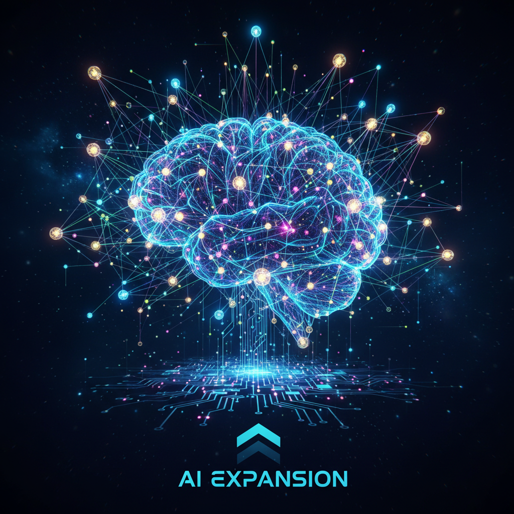 Birbirine bağlı nöral ağları ve parlayan veri düğümlerini temsil eden grafik