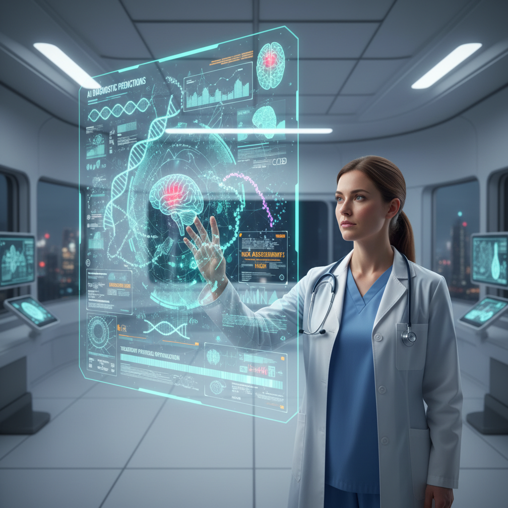 Doktor yapay zeka destekli hasta verilerini ve teşhislerini inceliyor